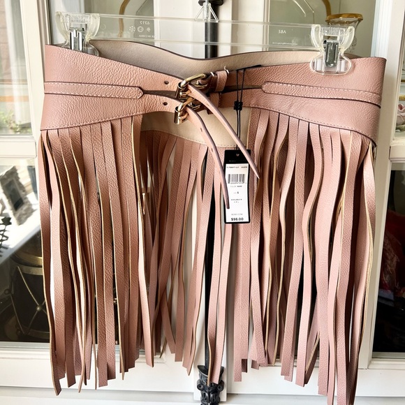 NWT BCBG Max Azria Blush Pink Fringe Waist Belt size Small. - Picture 3 of 9